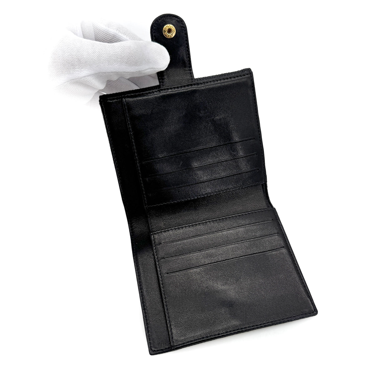 CHANEL VINTAGE BIFOLD COMPACT WALLET BLACK CAVIAR SKIN 90279013