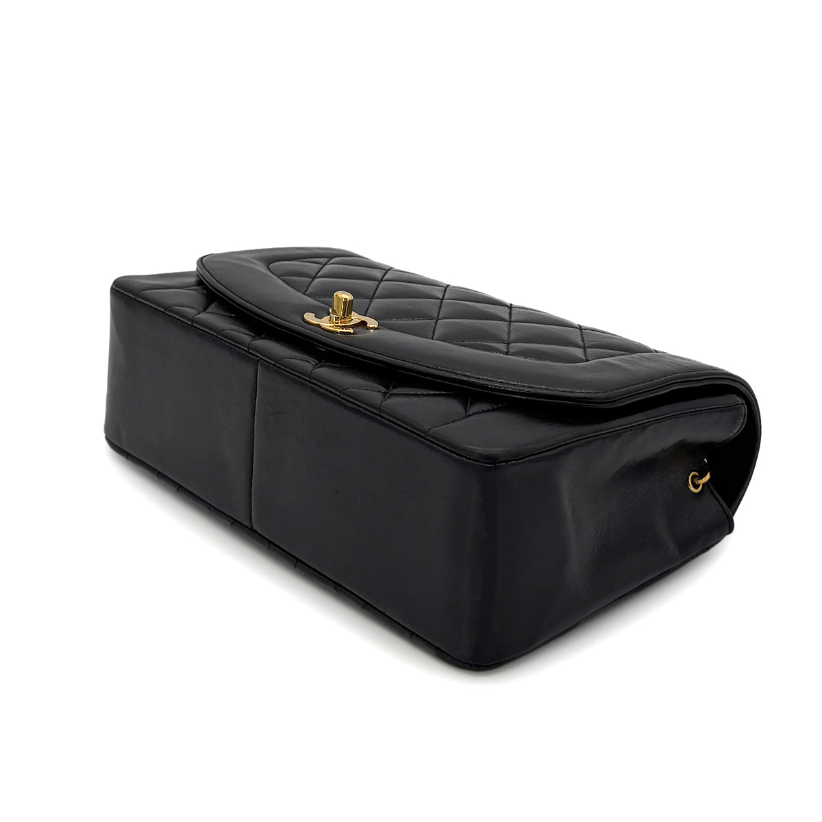 CHANEL VINTAGE DIANA MEDIUM CHAIN SHOULDER BAG BLACK LAMB SKIN 90279721