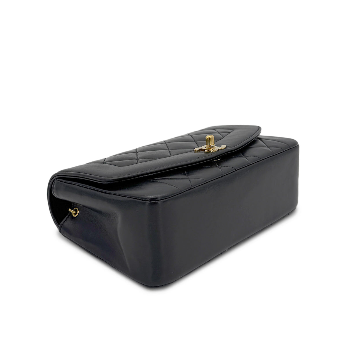 CHANEL VINTAGE DIANA SMALL CHAIN SHOULDER BAG BLACK LAMB SKIN 90279736