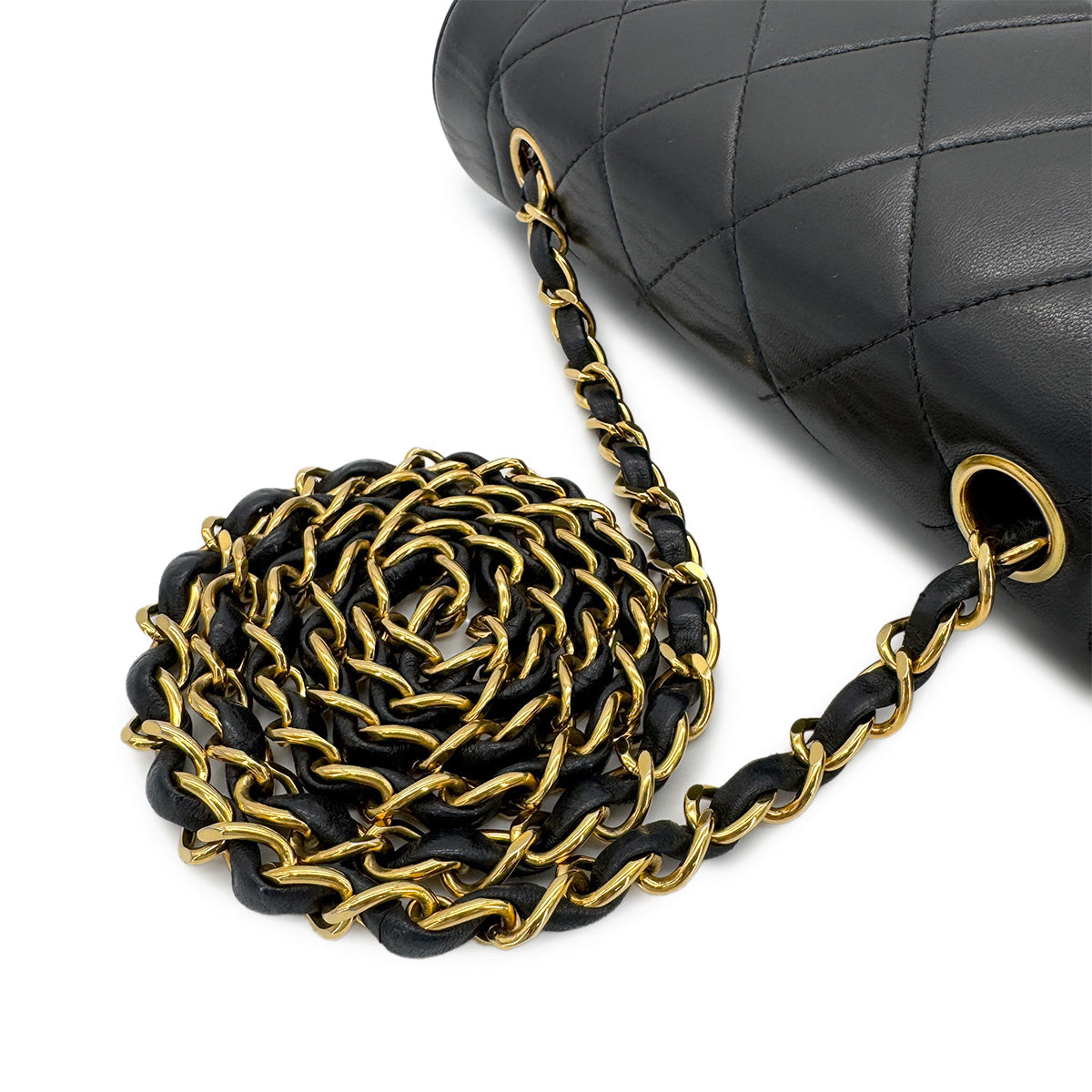 CHANEL VINTAGE DIANA SMALL CHAIN SHOULDER BAG BLACK LAMB SKIN 90279736