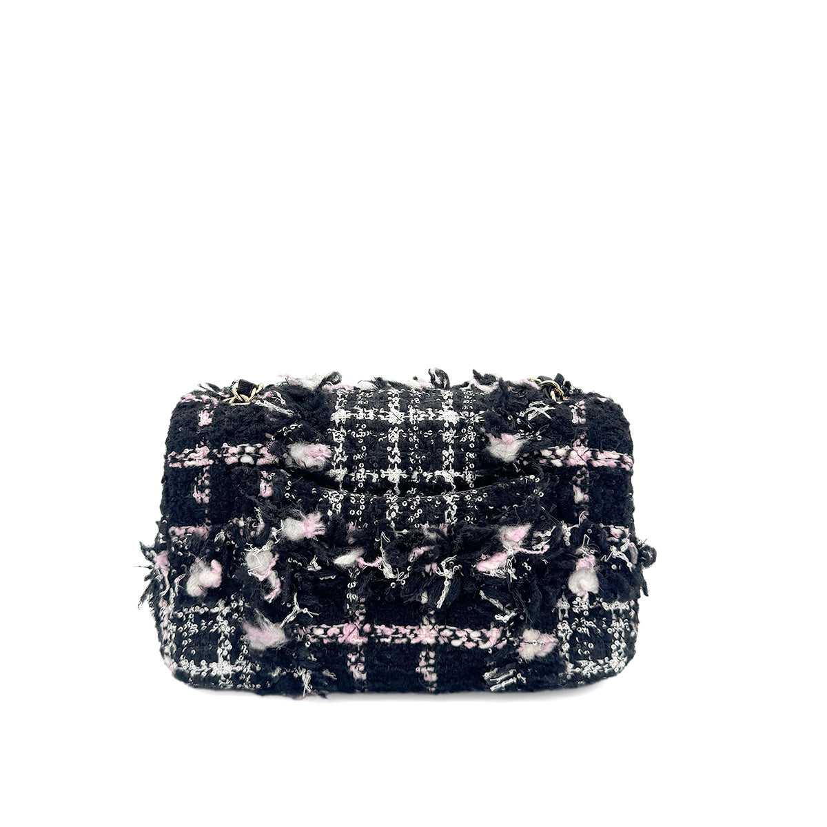 CHANEL MINI MATELASSE CHAIN SHOULDER BAG MULTICOLOR TWEED SEQUINS 90279809