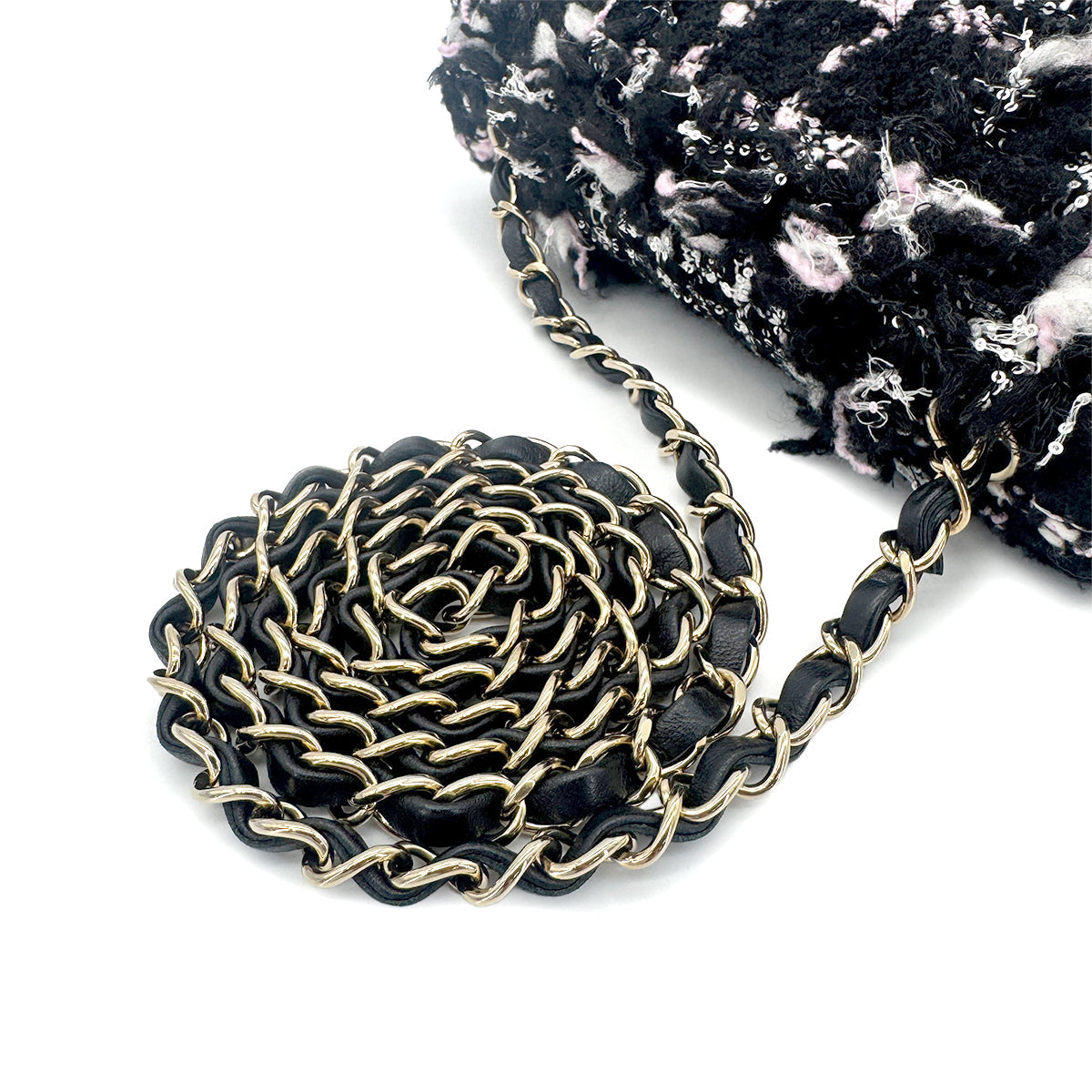 CHANEL MINI MATELASSE CHAIN SHOULDER BAG MULTICOLOR TWEED SEQUINS 90279809