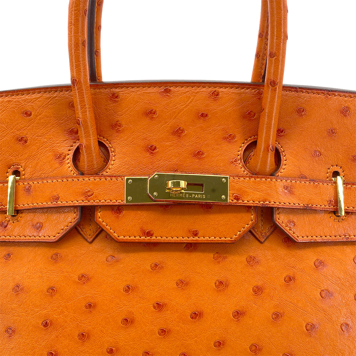 HERMES BIRKIN 35 TANGERINE OSTRICH HAND BAG □H GHW 90280697