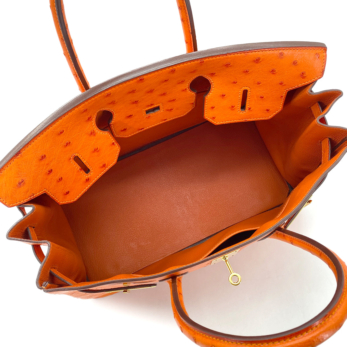 HERMES BIRKIN 35 TANGERINE OSTRICH HAND BAG □H GHW 90280697