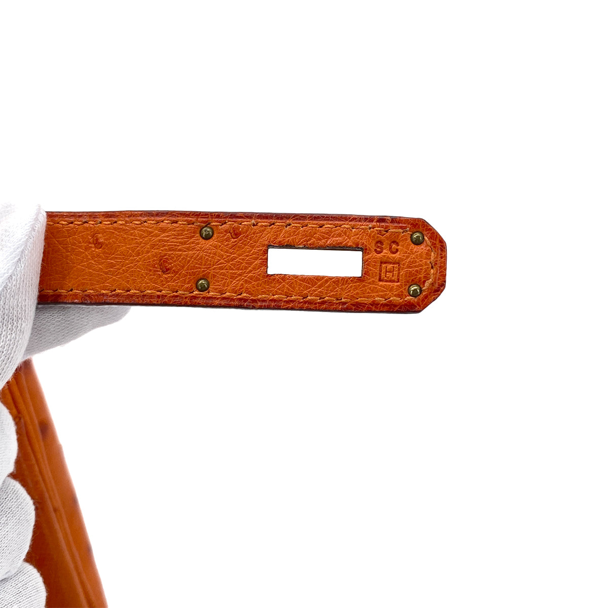 HERMES BIRKIN 35 TANGERINE OSTRICH HAND BAG □H GHW 90280697