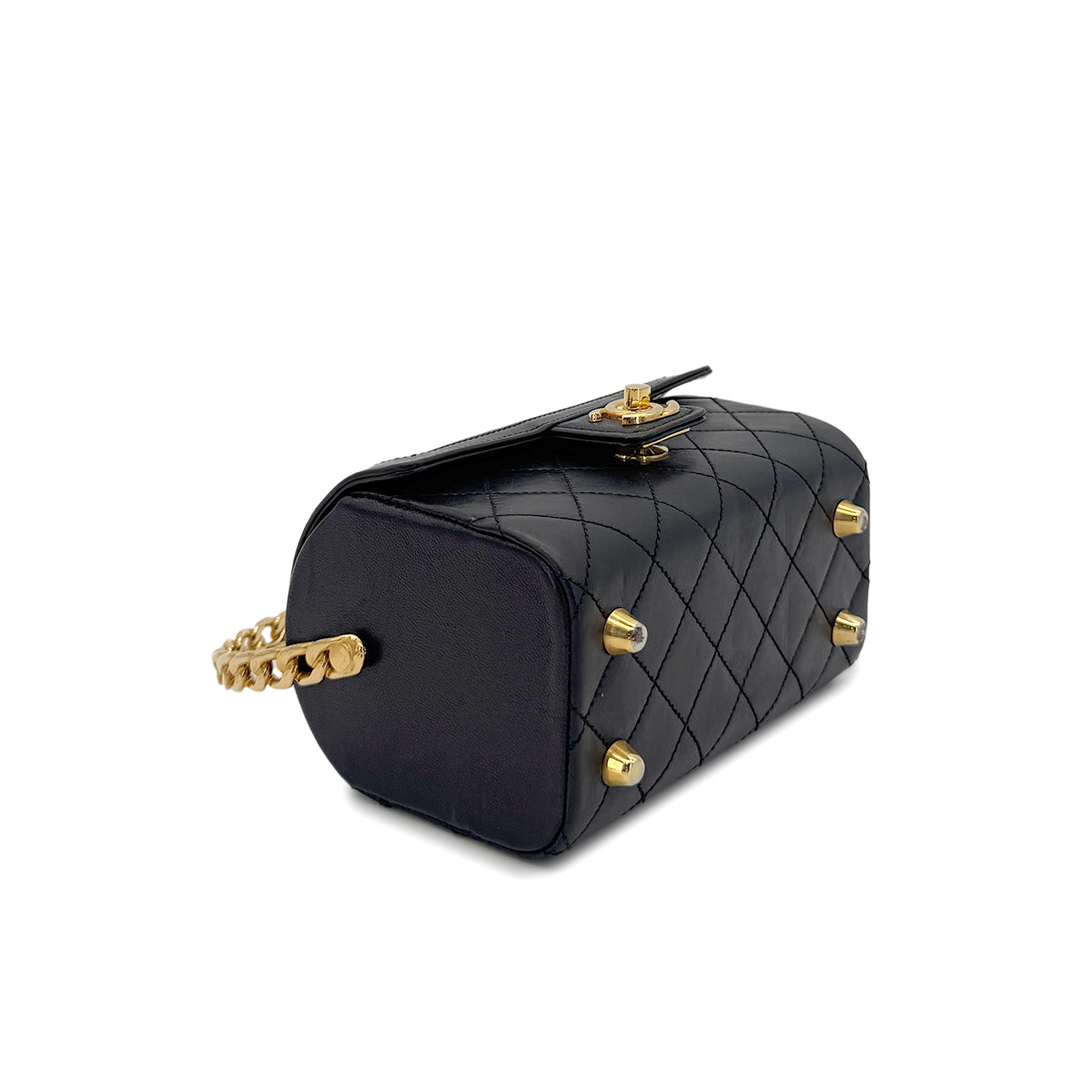 CHANEL VINTAGE MINI CHAIN HAND BAG BLACK LAMB SKIN 90280710