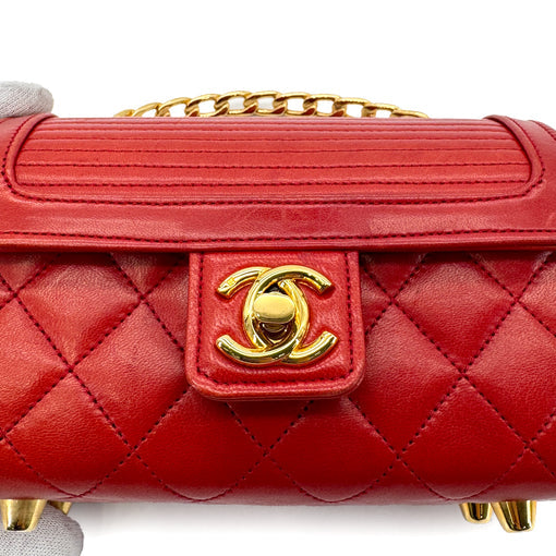 CHANEL VINTAGE CHAIN HAND BAG RED LAMB SKIN 90280711 - PURPOSE