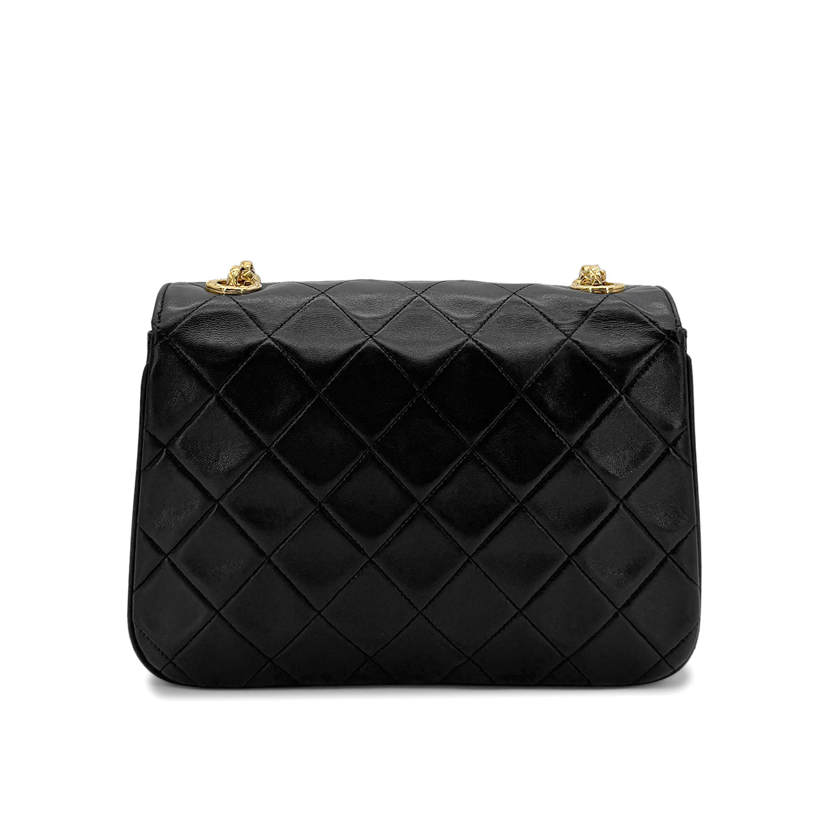 CHANEL VINTAGE MATELASSE BIJOU CHAIN SHOULDER BAG BLACK LAMB SKIN 90280712