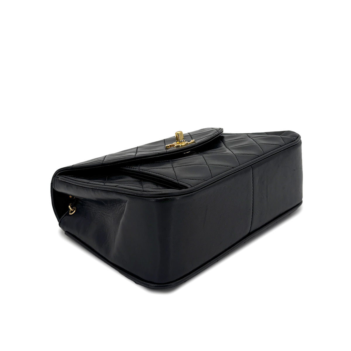 CHANEL VINTAGE MATELASSE BIJOU CHAIN SHOULDER BAG BLACK LAMB SKIN 90280712