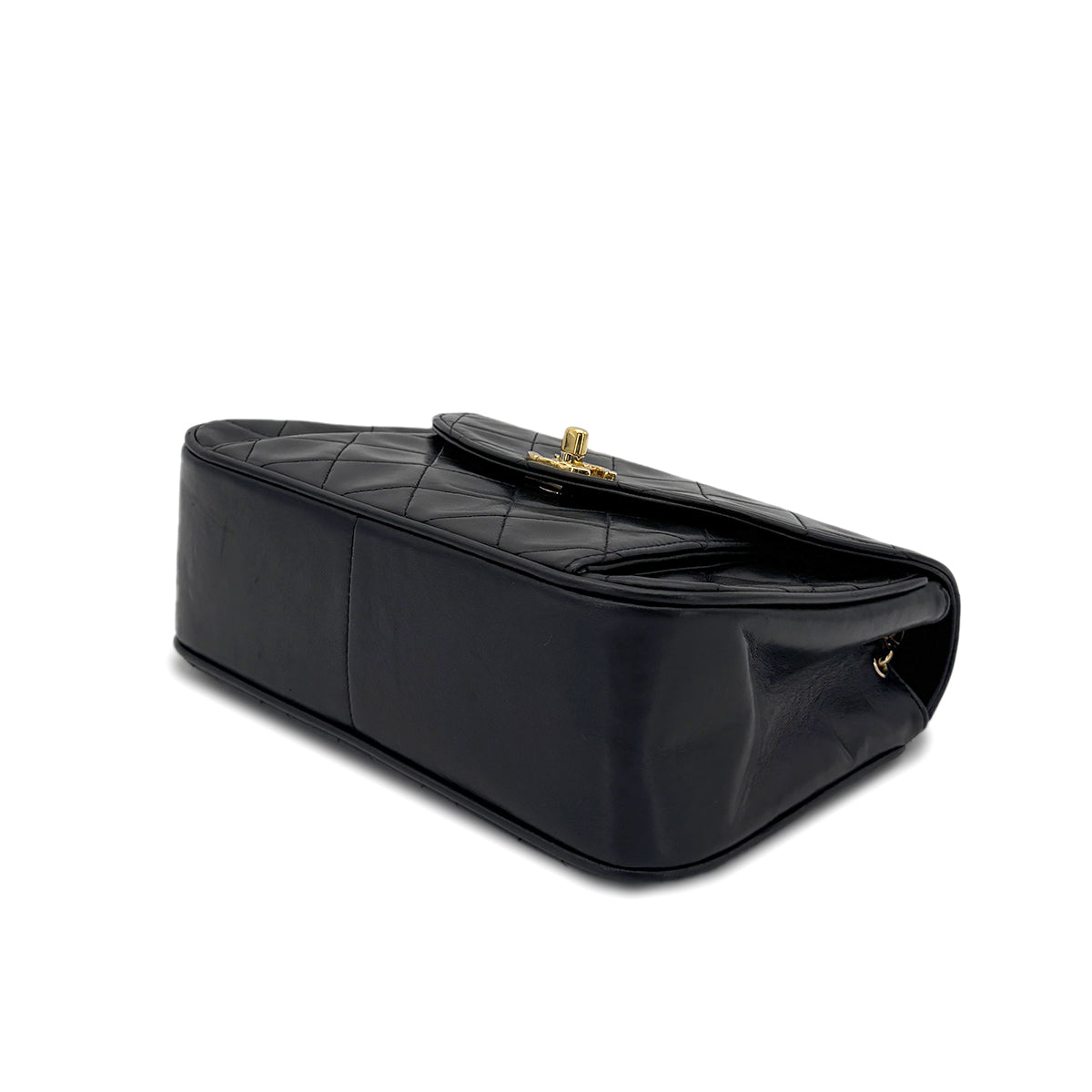 CHANEL VINTAGE MATELASSE BIJOU CHAIN SHOULDER BAG BLACK LAMB SKIN 90280712