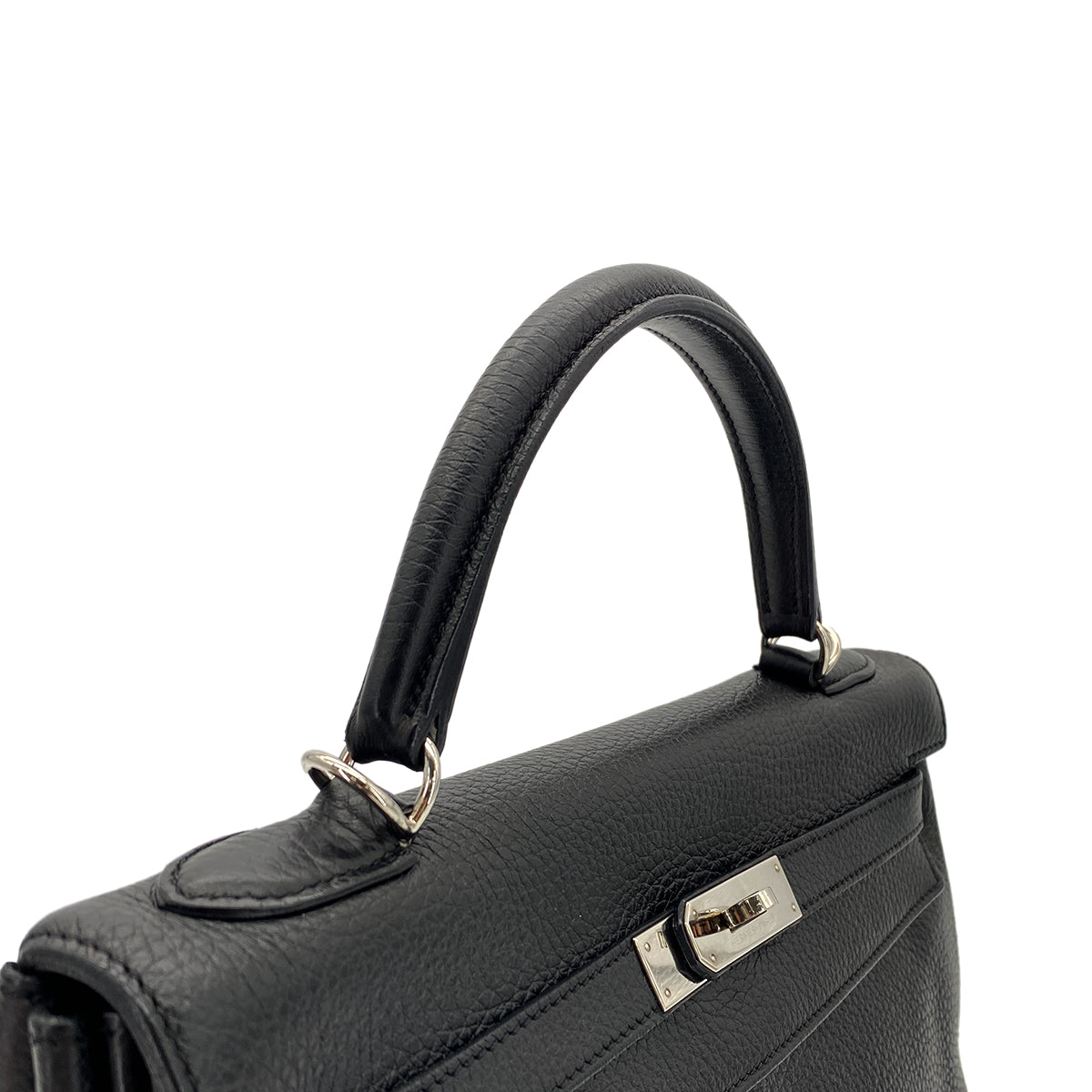 HERMES KELLY 32 RETOURNE BLACK TAURILLON CLEMENCE HAND SHOULDER BAG □O SHW 90289600