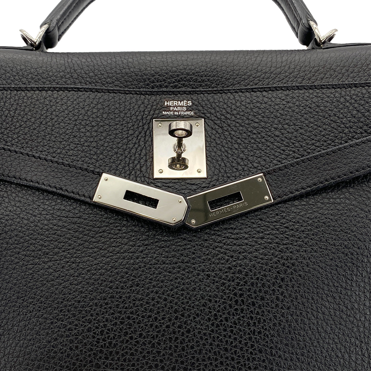HERMES KELLY 32 RETOURNE BLACK TAURILLON CLEMENCE HAND SHOULDER BAG □O SHW 90289600