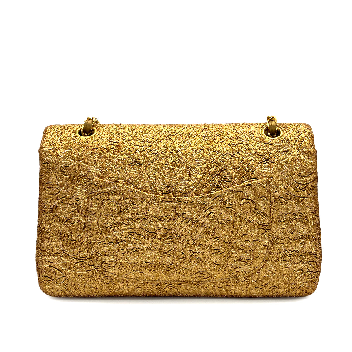 CHANEL VINTAGE CHAIN SHOULDER BAG NISHIJIN TEXTILE GOLD 90282046