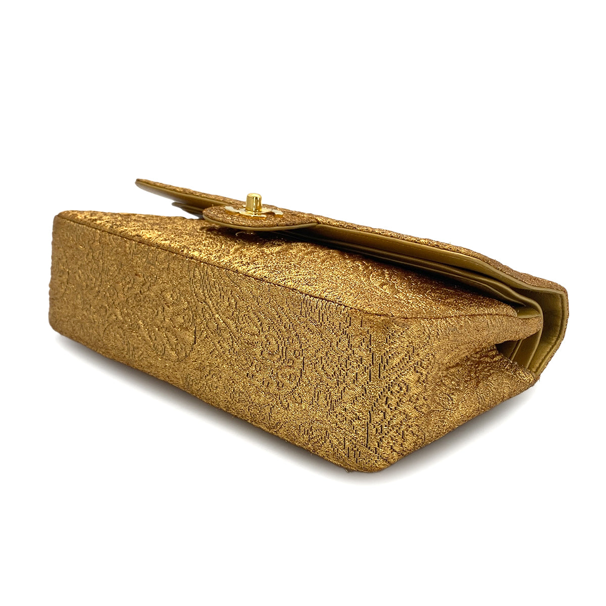 CHANEL VINTAGE CHAIN SHOULDER BAG NISHIJIN TEXTILE GOLD 90282046