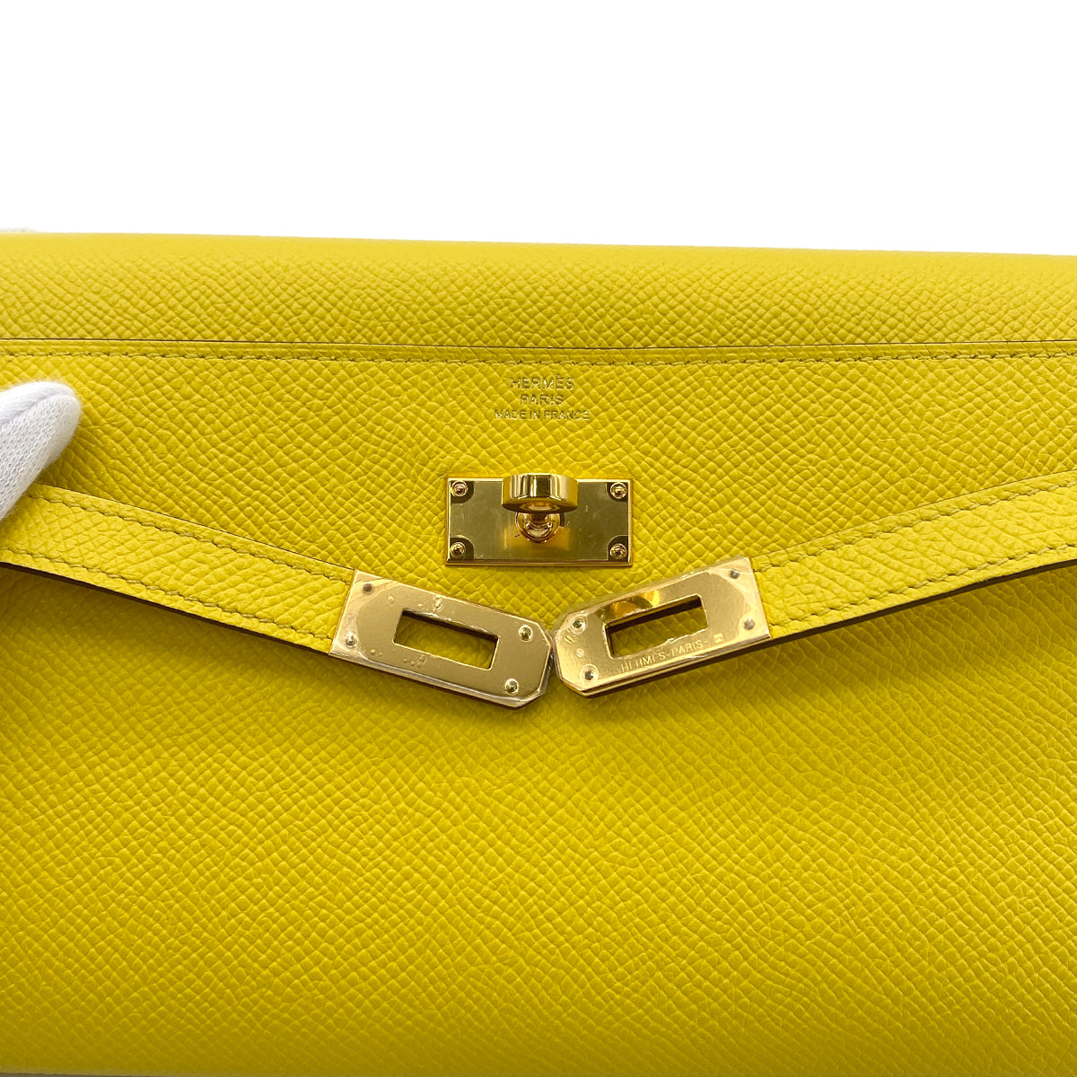 HERMES KELLY WALLET LONG TO GO JAUNE DE NAPLES VEAU EPSOM WALLET SHOULDER BAG B GHW 90282275