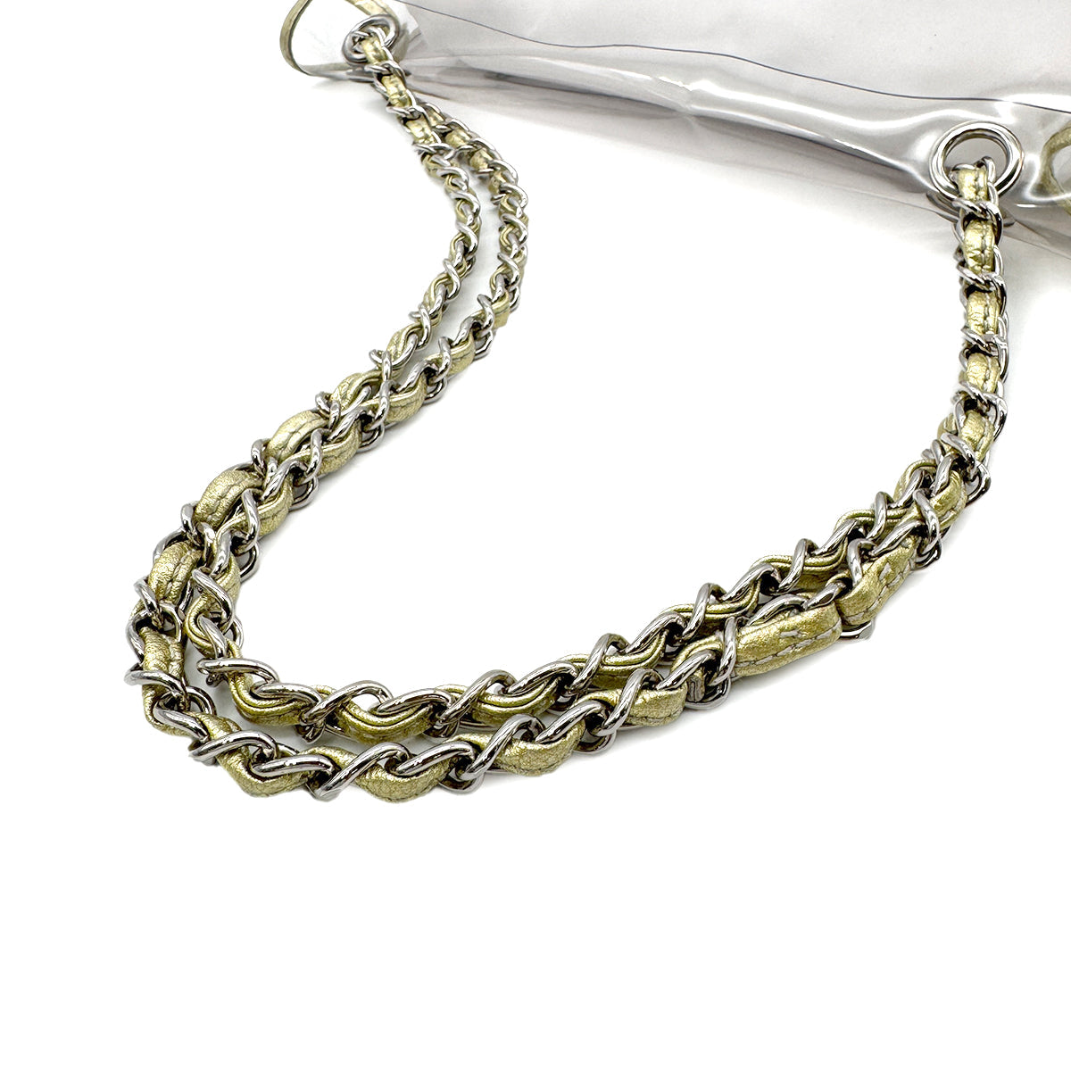 CHANEL VINTAGE CLEAR SHOULDER BAG GOLD VINYL LEATHER 90282741