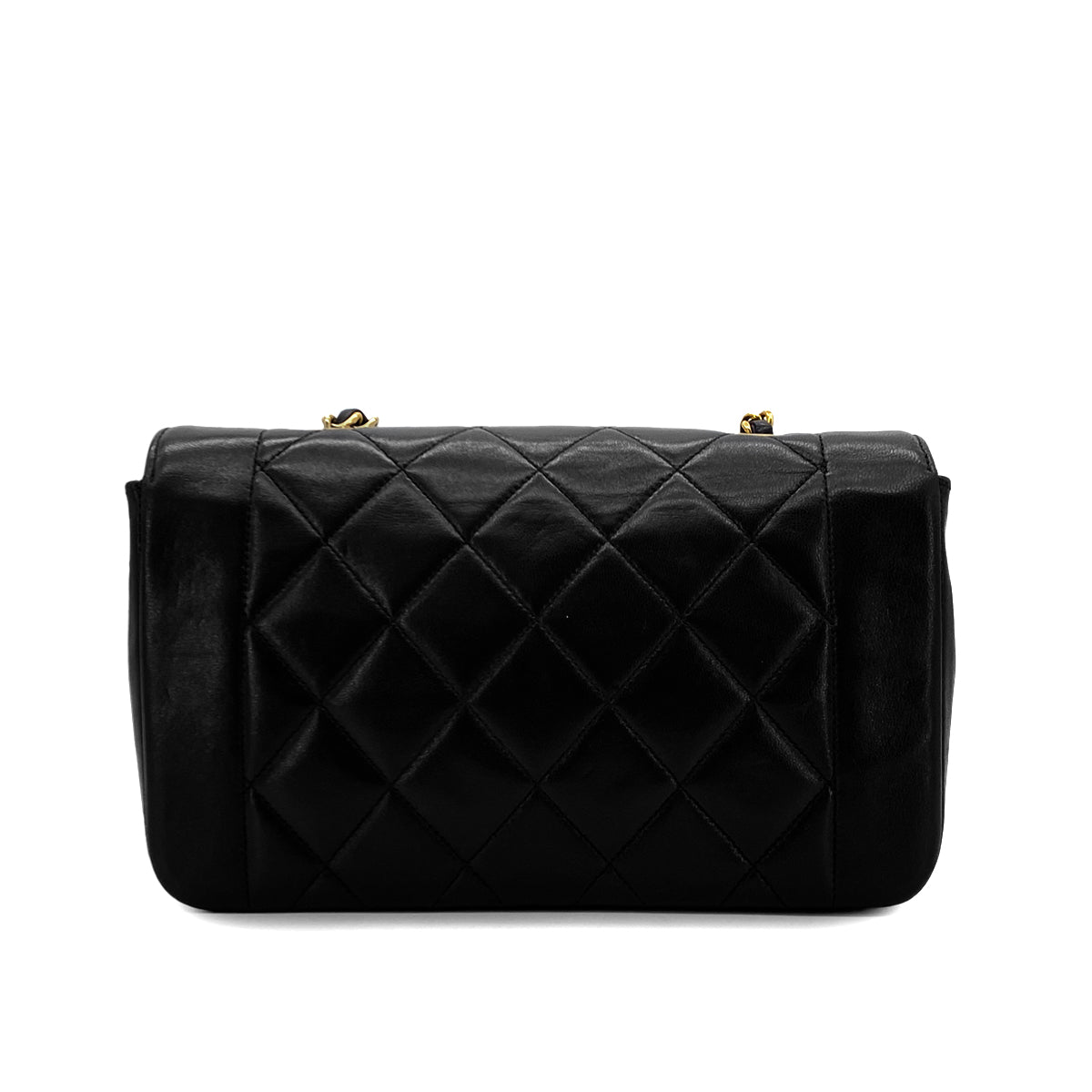 CHANEL VINTAGE DIANA SMALL CHAIN SHOULDER BAG BLACK LAMB SKIN 90282748