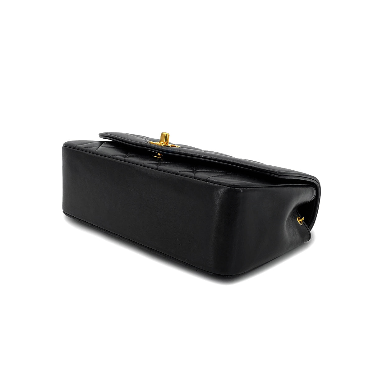 CHANEL VINTAGE DIANA SMALL CHAIN SHOULDER BAG BLACK LAMB SKIN 90282748