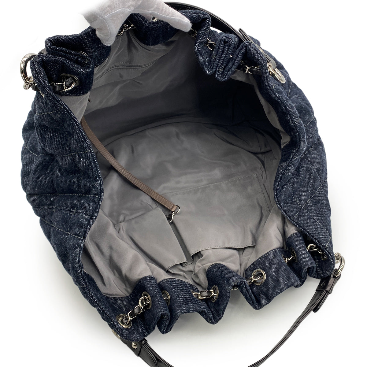 CHANEL VINTAGE COCOCABAS MATELASSE CHAIN TOTE SHOULDER BAG BLUE DENIM 90282758