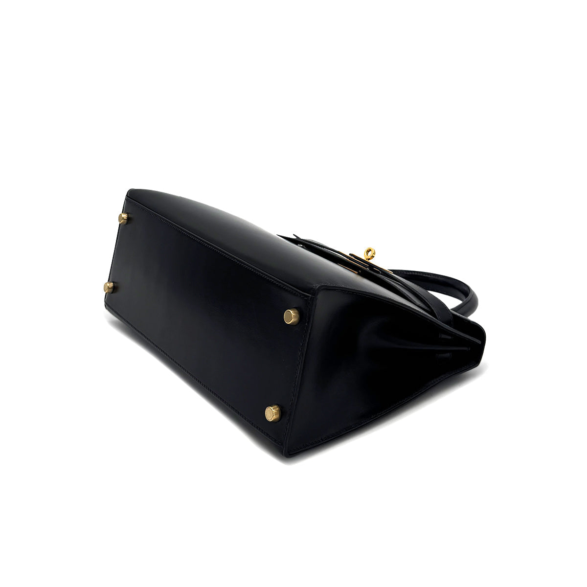 HERMES KELLY 28 SELLIER BLACK BOXCALF HAND SHOULDER BAG 〇W GHW 90282760