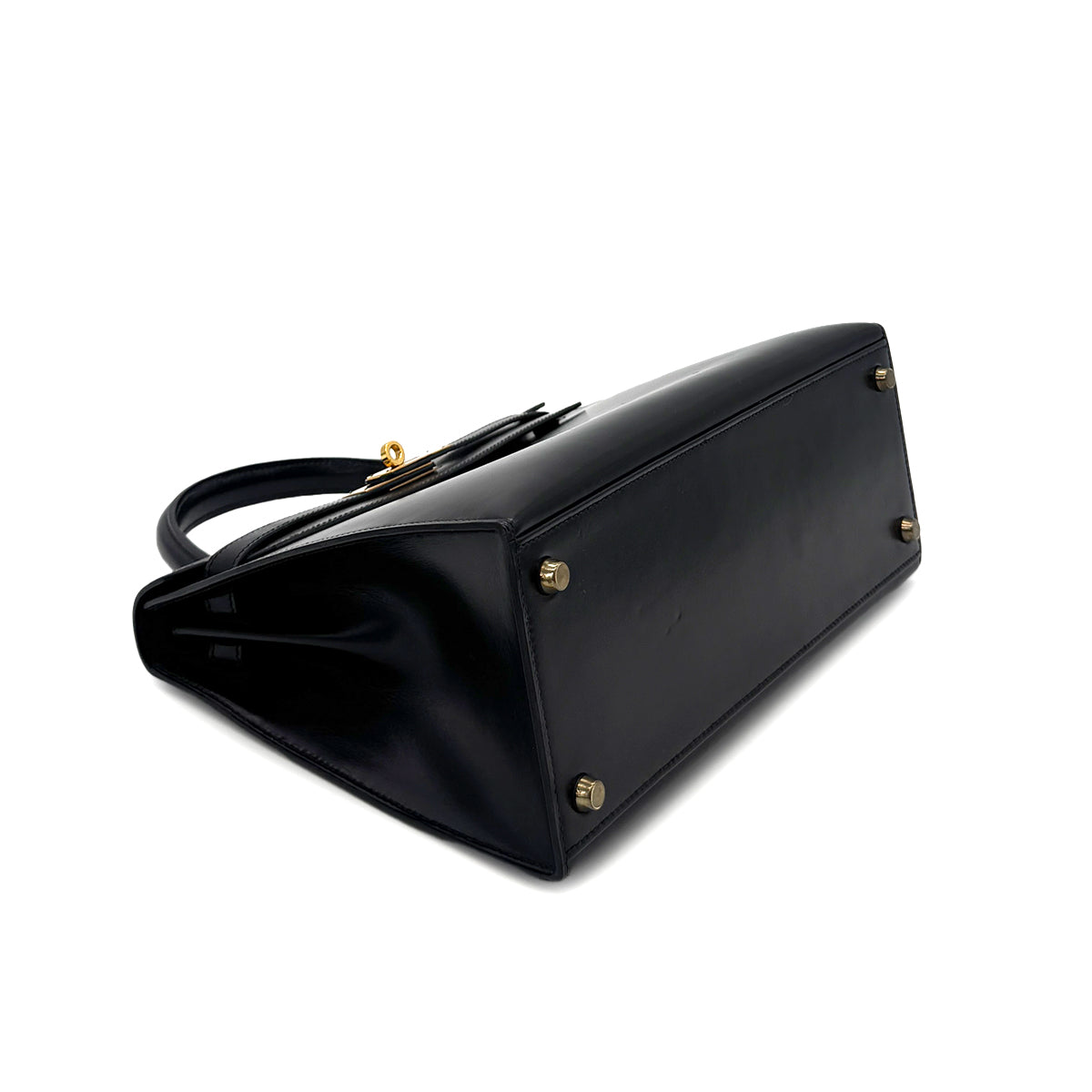 HERMES KELLY 28 SELLIER BLACK BOXCALF HAND BAG 〇S GHW 90283109