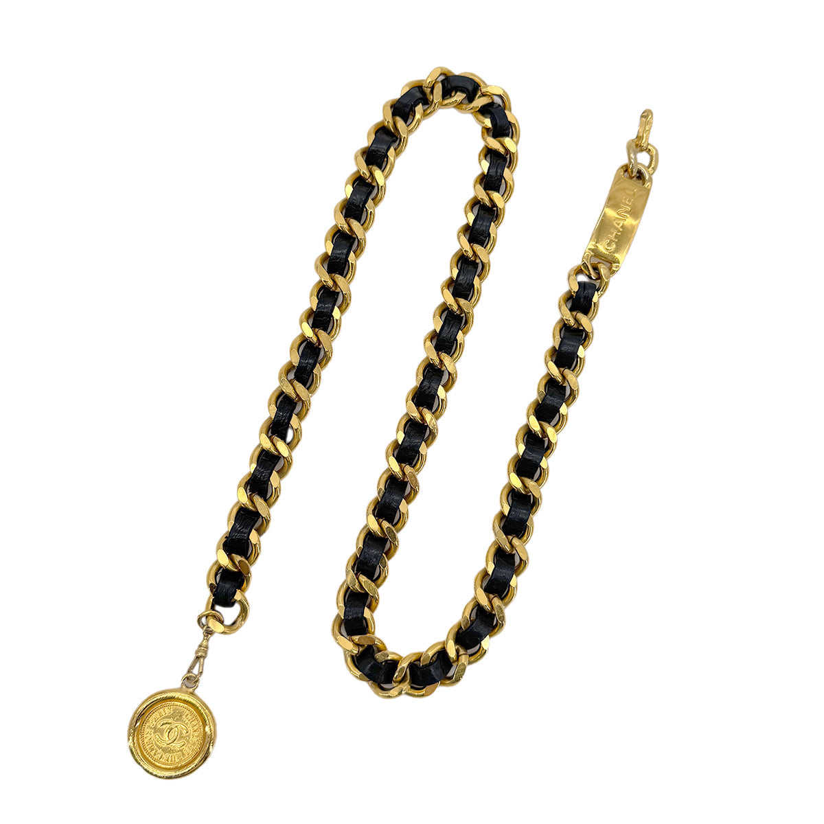 CHANEL VINTAGE CHAIN BELT LEATHER COCOMARK ACCESSORY 90283918
