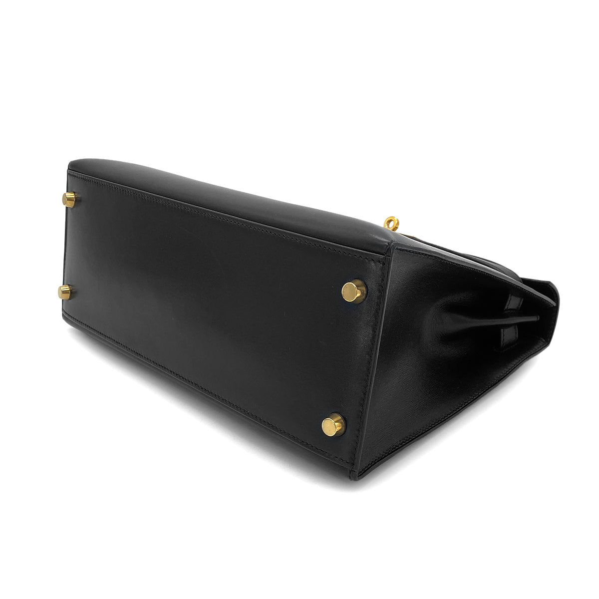 HERMES KELLY 28 SELLIER BLACK BOXCALF HAND SHOULDER BAG □A GHW 90283968