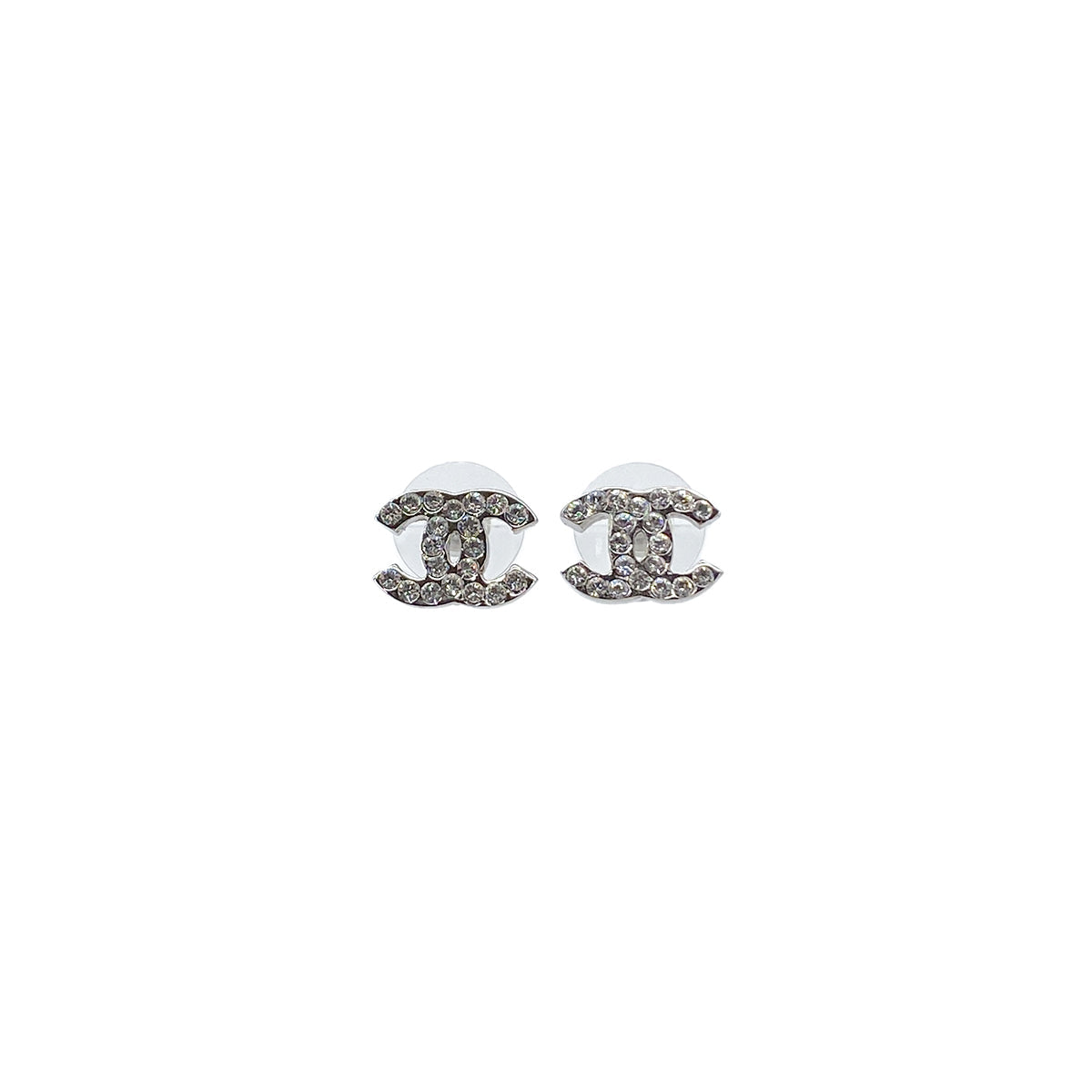 CHANEL EARRINGS COCOMARK RHINESTONE SILVER ACCESSORY 08V 90283982