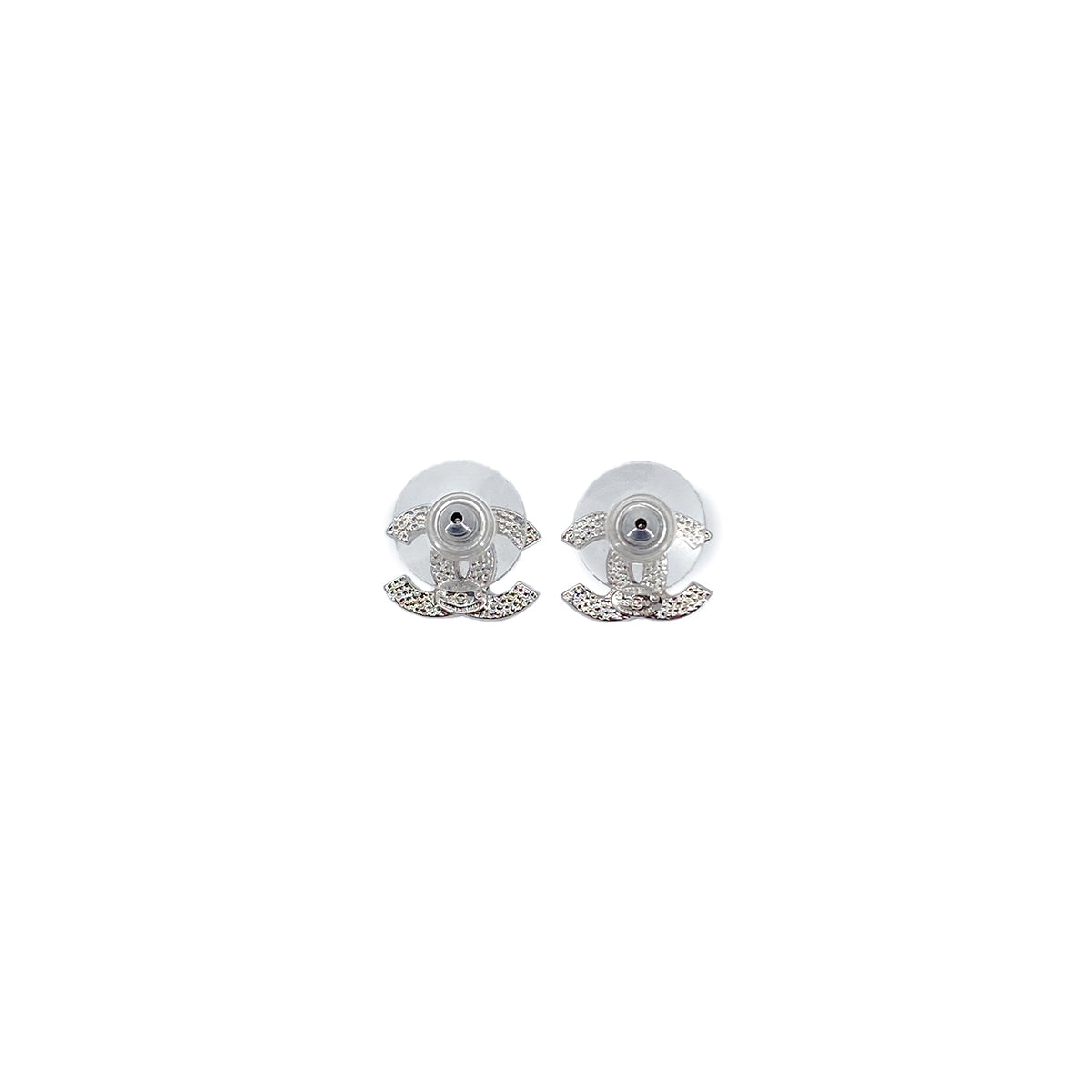 CHANEL EARRINGS COCOMARK RHINESTONE SILVER ACCESSORY 08V 90283982