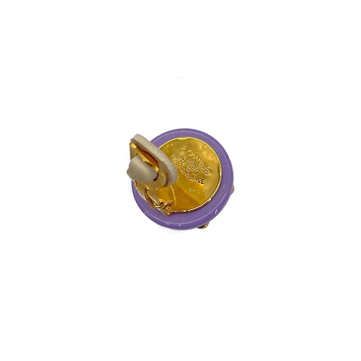 CHANEL VINTAGE EARRINGS COCOMARK ROUND DOT STUDS ACCESSORY PURPLE PLASTIC 96C 90284392 - PURPOSE