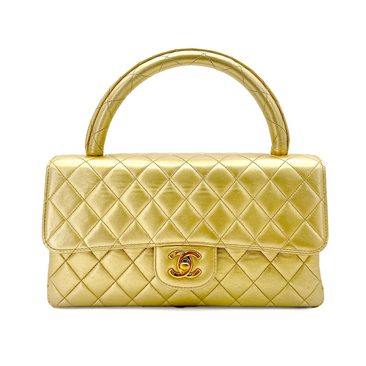 CHANEL VINTAGE PARENT-CHILD BAG METALLIC GOLD LAMB SKIN 90284890