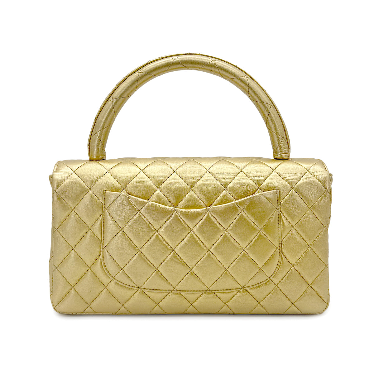 CHANEL VINTAGE PARENT-CHILD BAG METALLIC GOLD LAMB SKIN 90284890