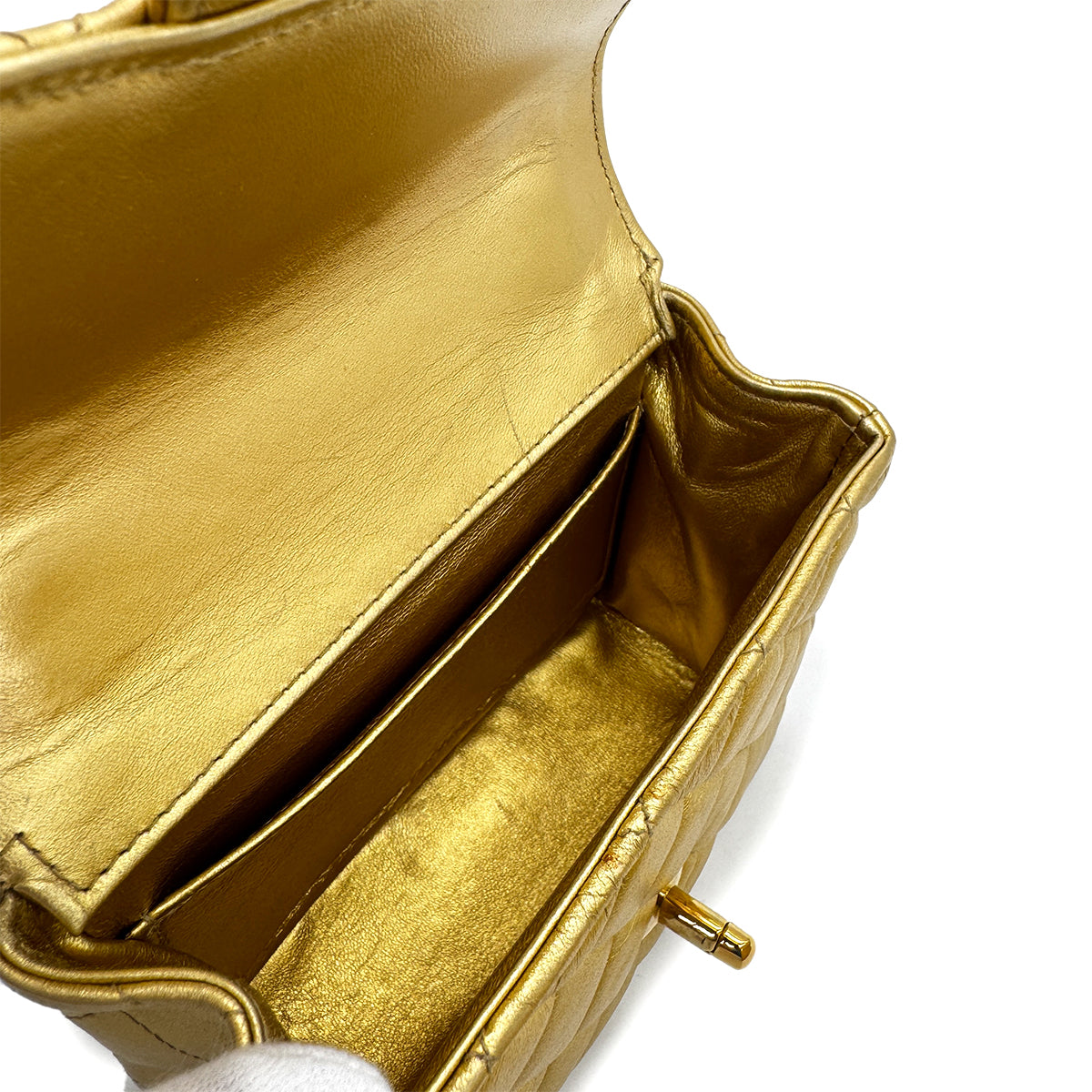 CHANEL VINTAGE PARENT-CHILD BAG METALLIC GOLD LAMB SKIN 90284890