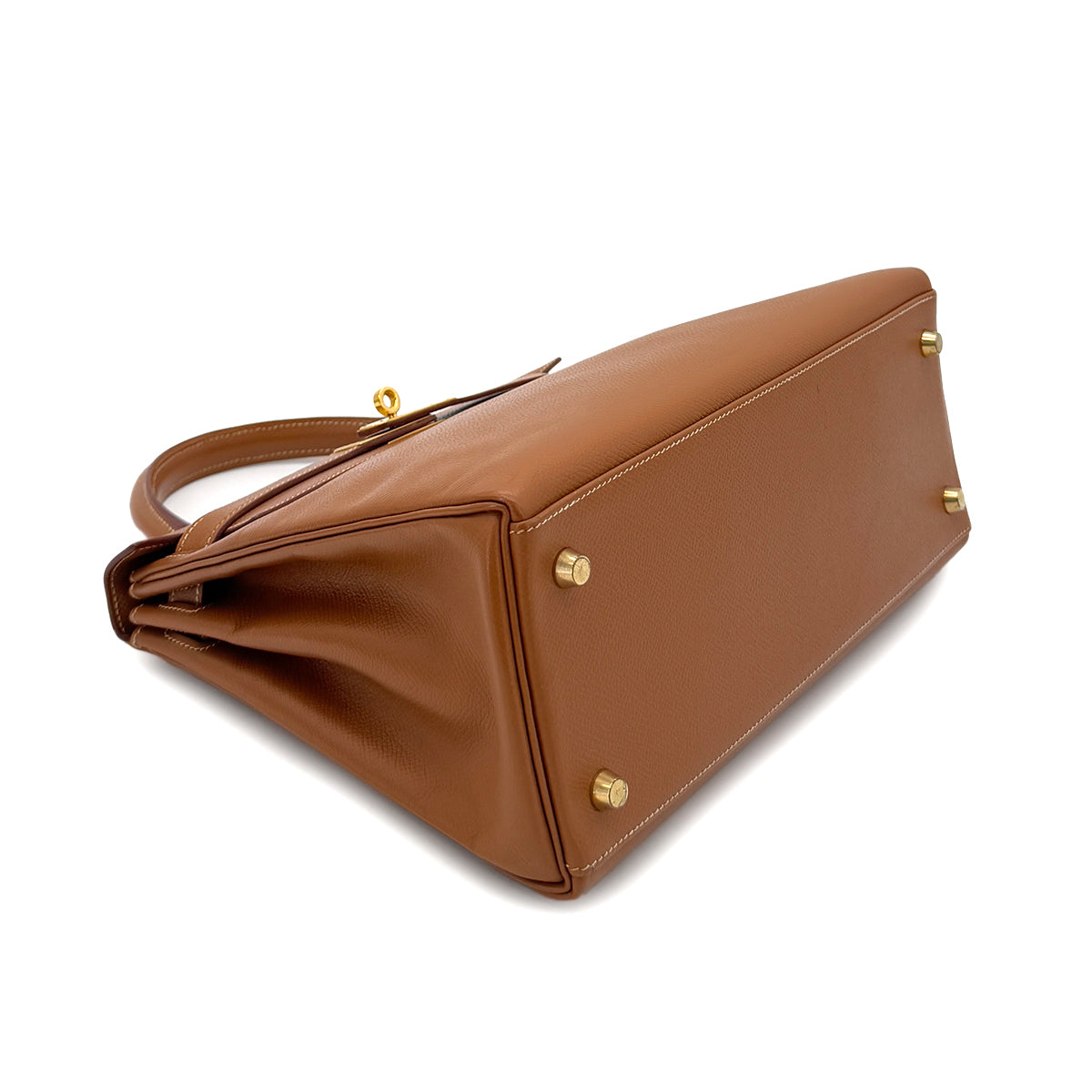 HERMES KELLY 28 RETOURNE GOLD COUCHEVEL HAND SHOULDER BAG □B GHW 90286020