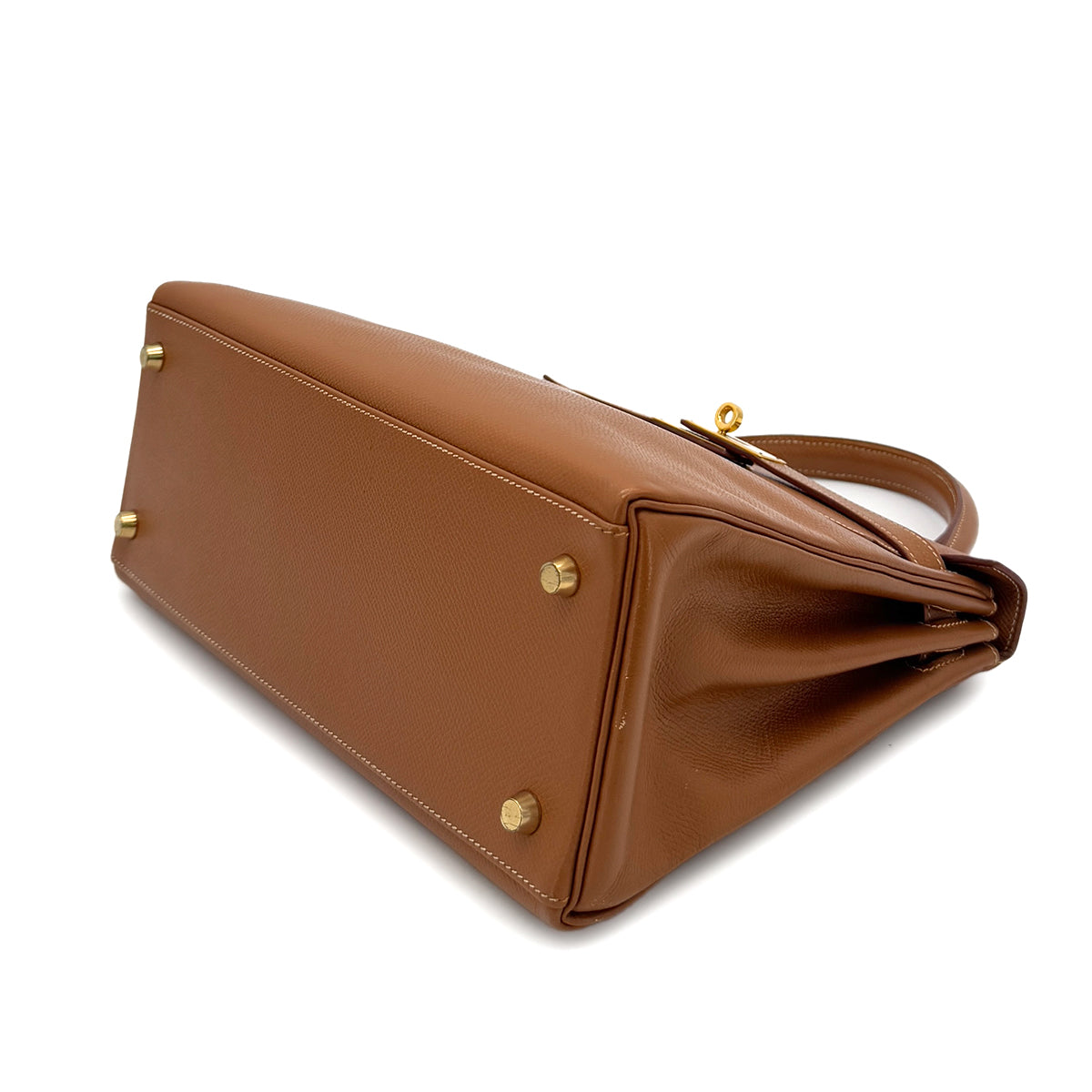 HERMES KELLY 28 RETOURNE GOLD COUCHEVEL HAND SHOULDER BAG □B GHW 90286020