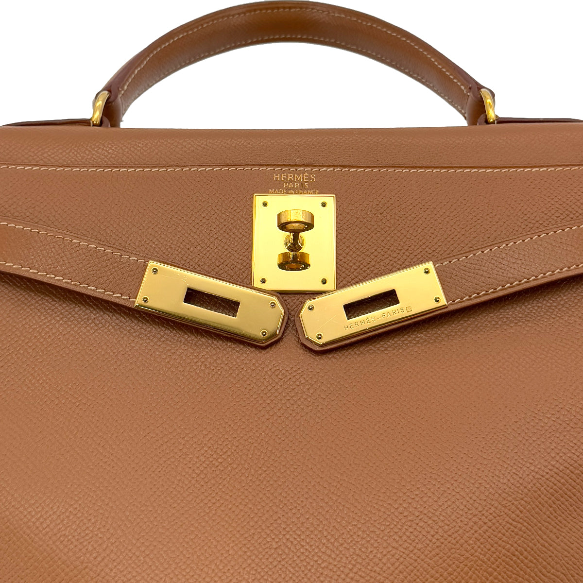 HERMES KELLY 28 RETOURNE GOLD COUCHEVEL HAND SHOULDER BAG □B GHW 90286020