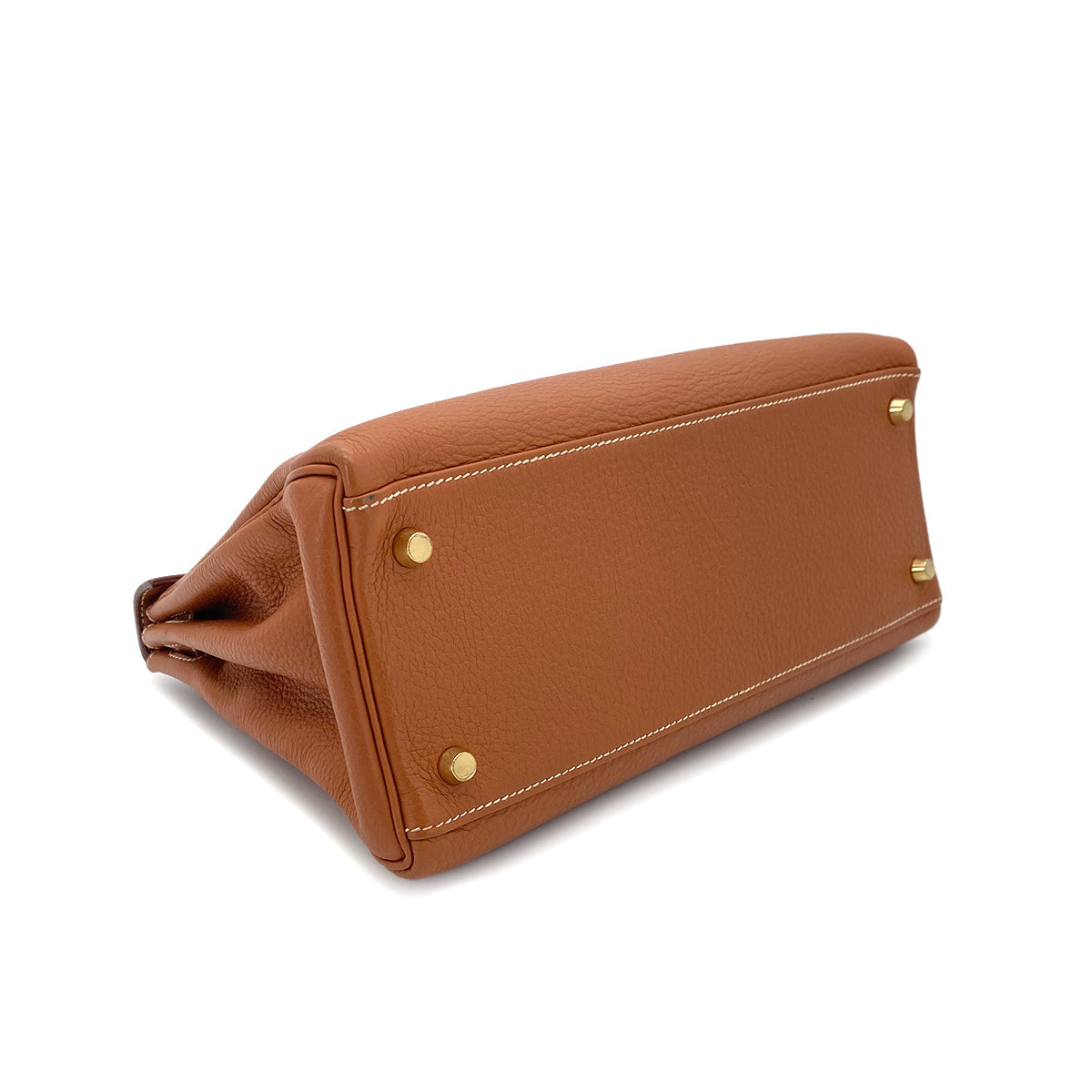 HERMES KELLY 28 RETOURNE COGNAC TAURILLON CLEMENCE HAND SHOULDER BAG □H GHW 90286577