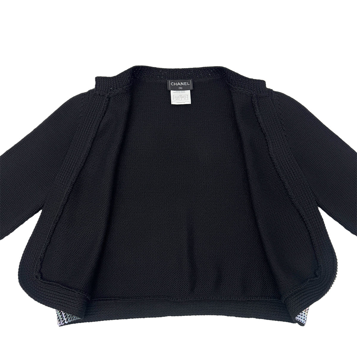 CHANEL VINTAGE COCOMARK TWIN KNIT SEQUINS CARDIGAN SLEEVELESS TOPS BLACK WOOL 38 99A RTW 90286925 - PURPOSE