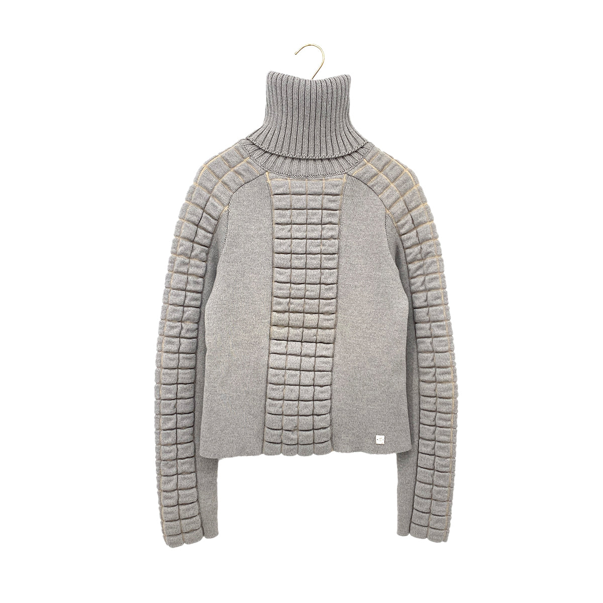 CHANEL VINTAGE COCOMARK CHOCOLATE BAR TURTLENECK KNIT GRAY WOOL 38 00A RTW 90286926 - PURPOSE