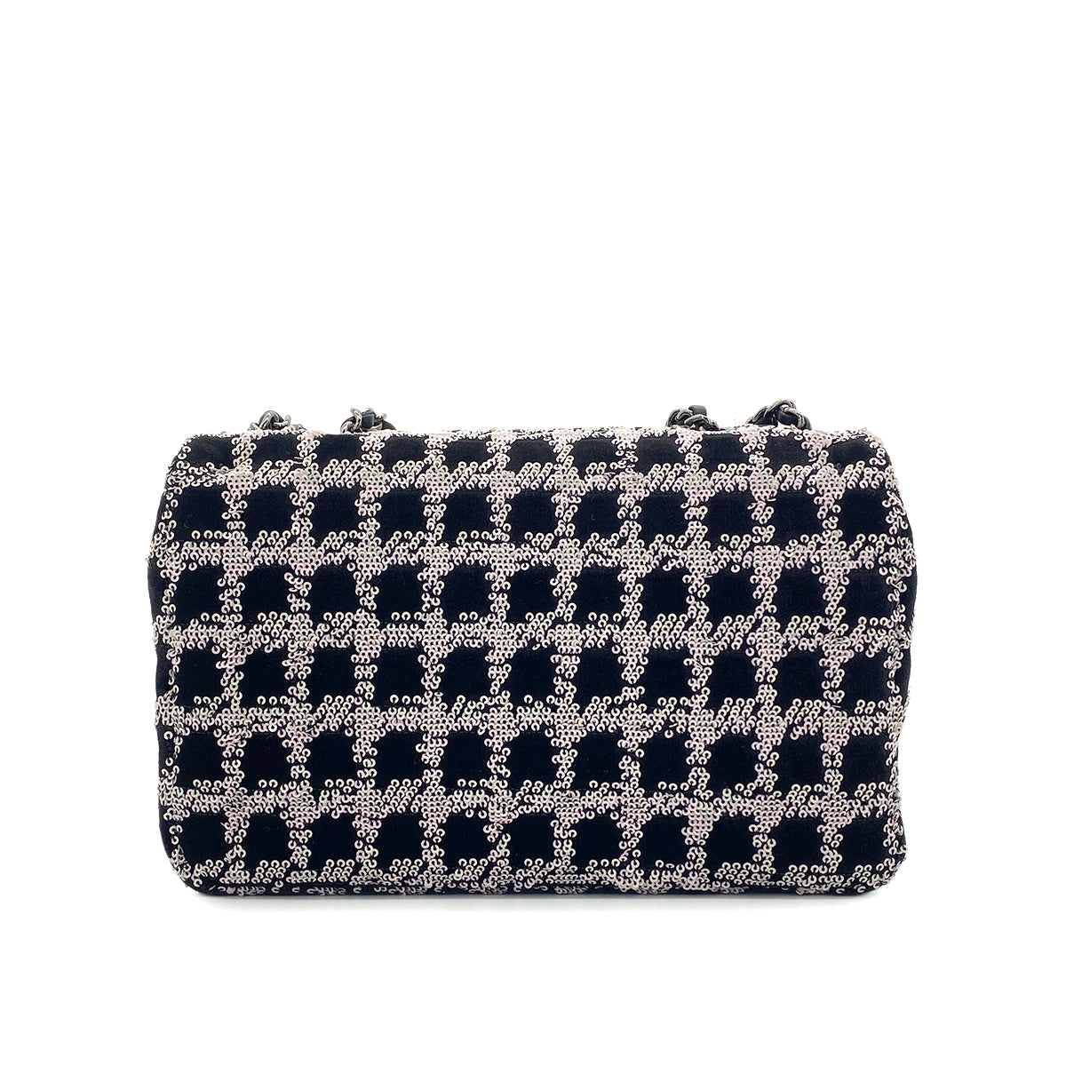 CHANEL CHAIN SHOULDER BAG BLACK VELOR SEQUINS 90287108