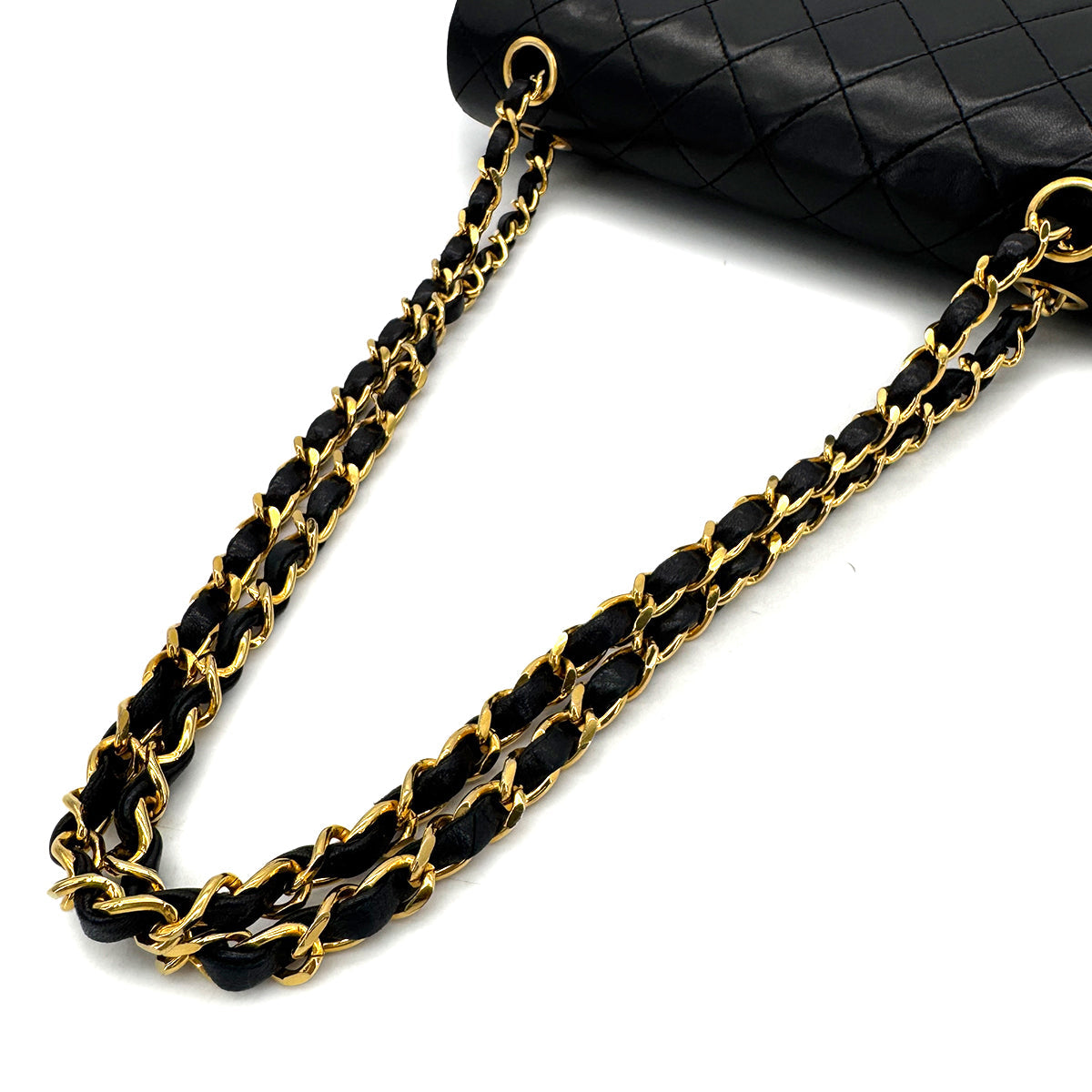 CHANEL VINTAGE CLASSIC FLAP SMALL CHAIN SHOULDER BAG BLACK LAMB SKIN 90287889