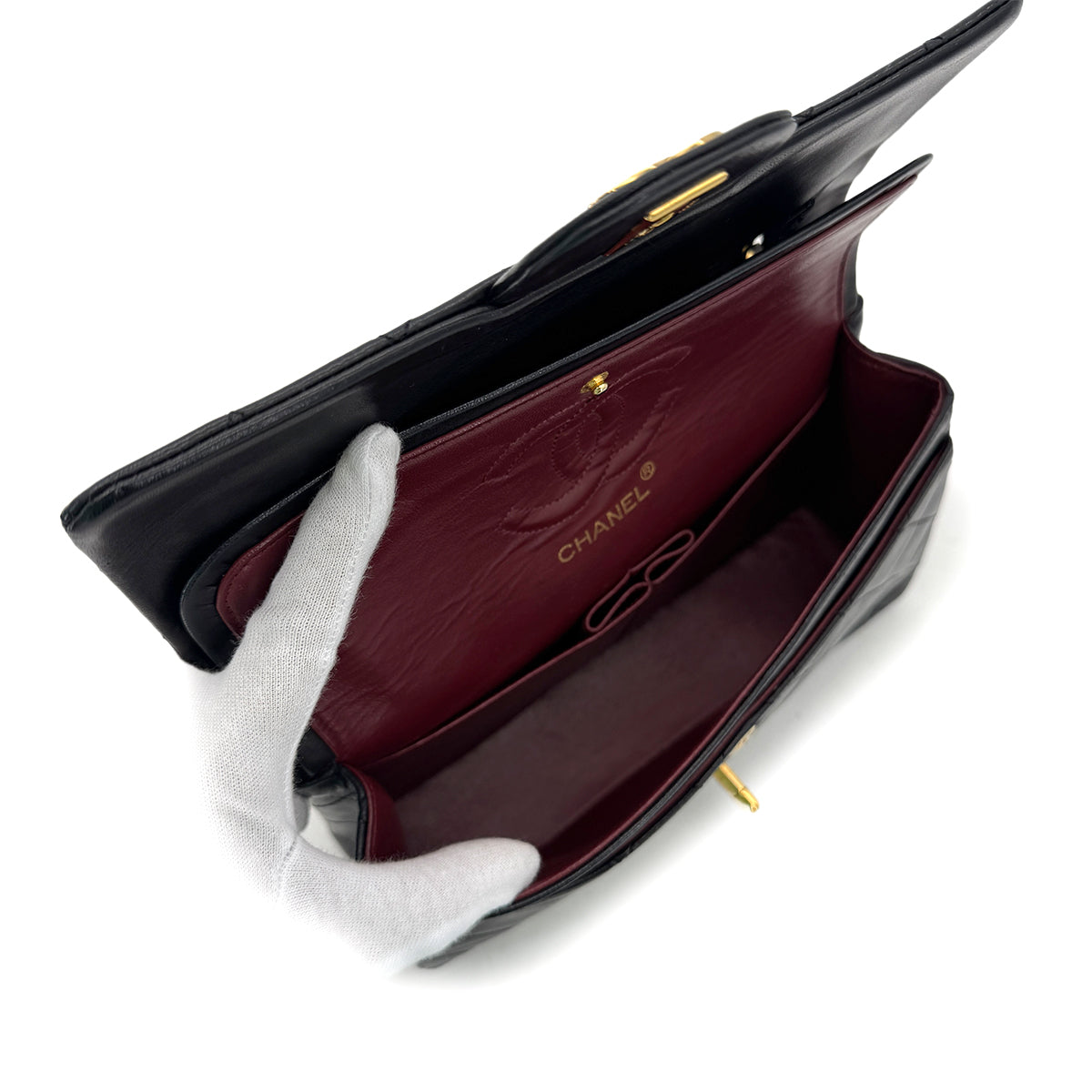 CHANEL VINTAGE CLASSIC FLAP SMALL CHAIN SHOULDER BAG BLACK LAMB SKIN 90287889