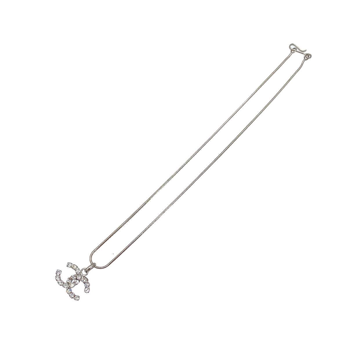 CHANEL VINTAGE NECKLACE COCOMARK RHINESTONE SILVER ACCESSORY 00A 90287901