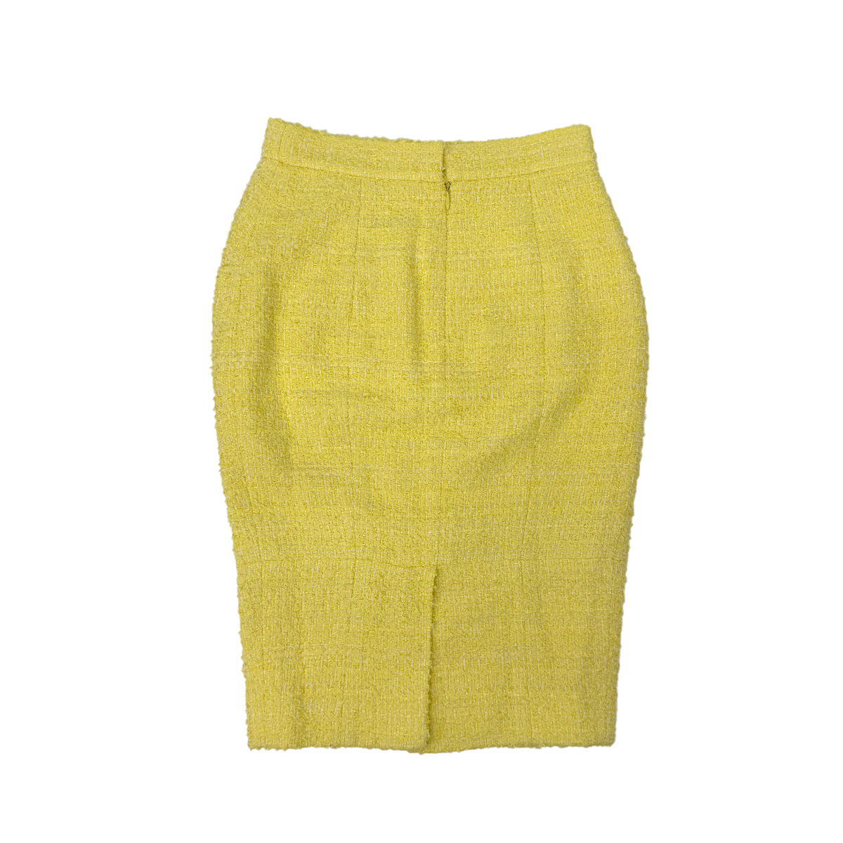 CHANEL TWEED JACKET SKIRT SET COCO BUTTON RHINESTONE YELLOW COTTON 36 P42 RTW 90288977 - PURPOSE