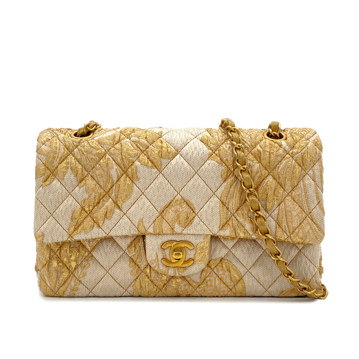 CHANEL MATELASSE CHAIN SHOULDER BAG GOLD JACQUARD 90289357
