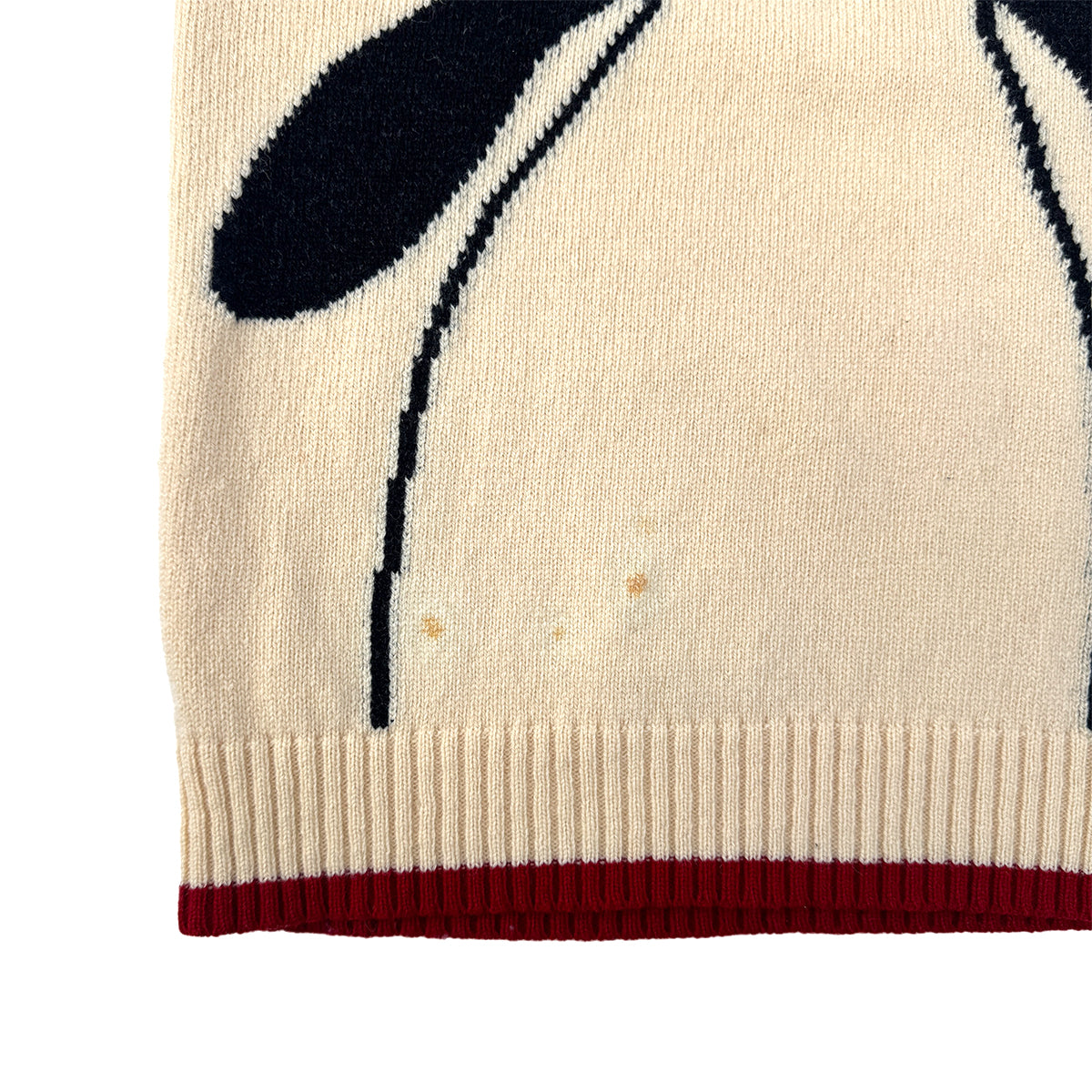 CHANEL VINTAGE 2007 BODER PATERN PENGUIN COCOMARK SWEATER RED IVORY WOOL 36 07A RTW 90289561
