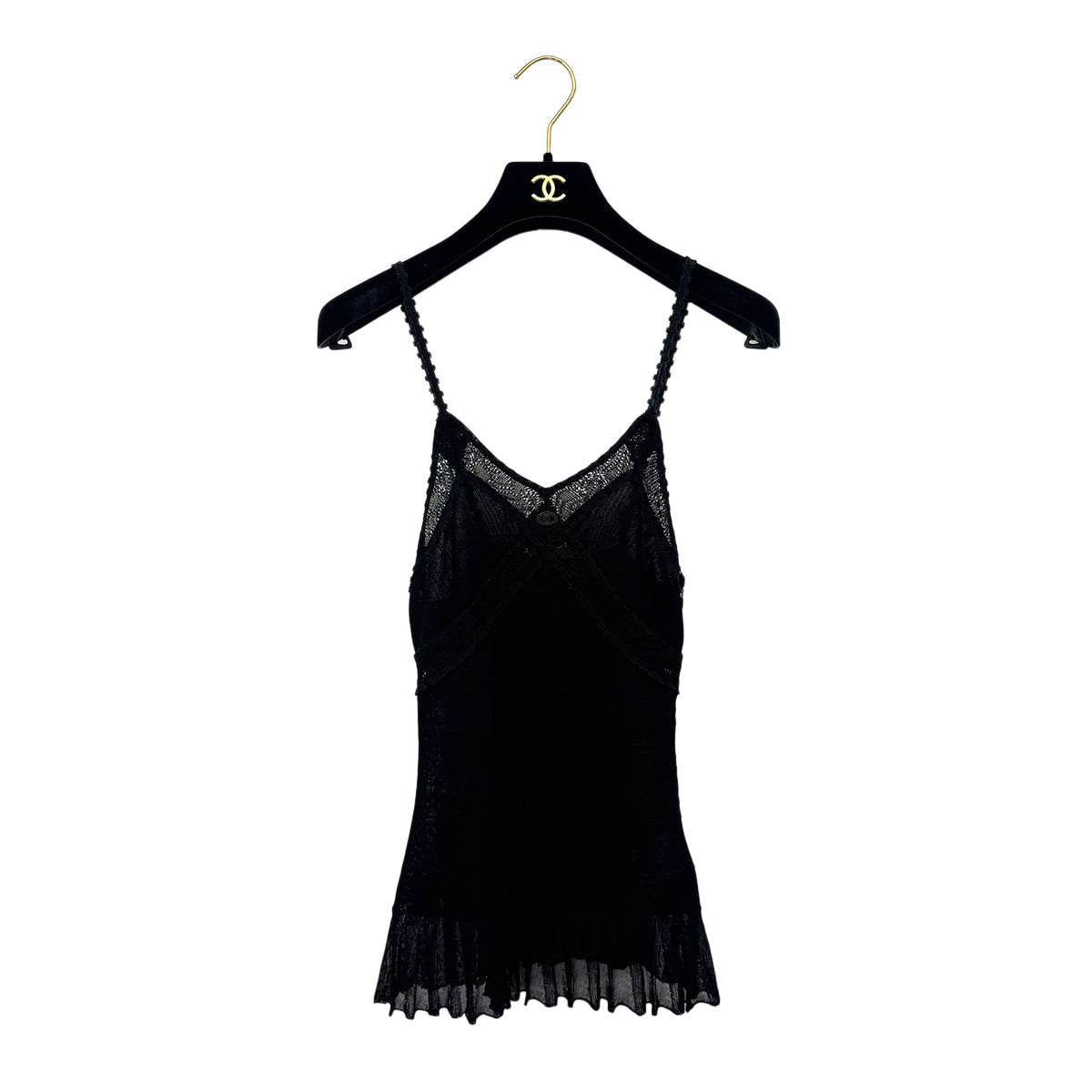 CHANEL COCOMARK RACE CAMISOLE TOPS BLACK RAYON 34 07C RTW 90289570 - PURPOSE