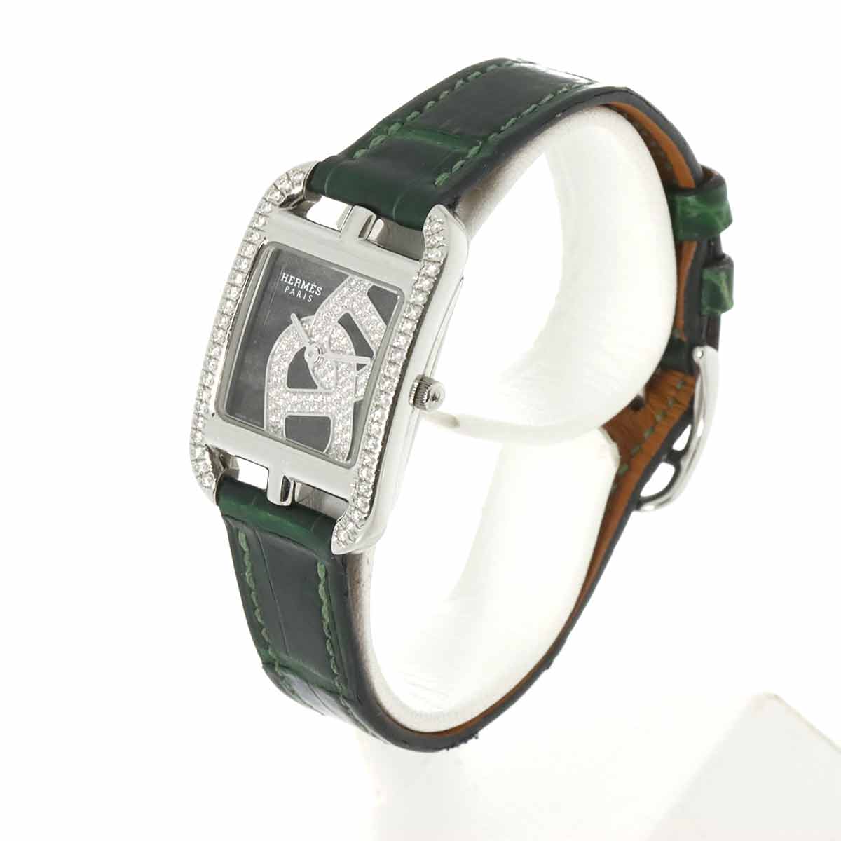 Luxury Promise Japan HERMES Cape Cod Chaine d'Ancre CC1 330 Diamond Bezel Ladies Watch Black Obsidian Quartz Watch Cape Cod Hermes 90289733
