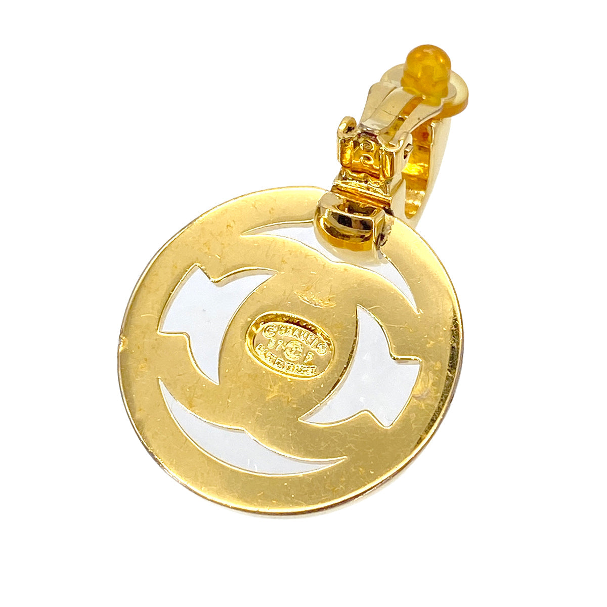 CHANEL VINTAGE EARRINGS COCOMARK TURM LOCK GOLD ACCESSORY 97P 90291247