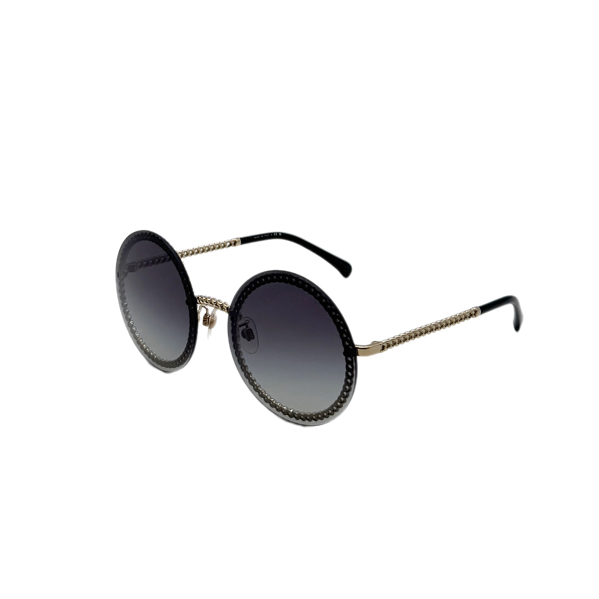 CHANEL SUNGLASSES CIRCLE CHAIN BLACK GOLD EYEWEAR 90291338